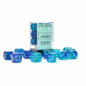 Gemini®16mm d6 Blue-Blue/Light Blue Luminary™ Dice Block™ (12 Dice)