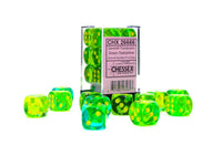 Gemini® 16mm d6 Translucent Green-Teal/Yellow Dice Block™ (12 Dice)