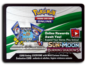 Pokemon TCG Online Sun and Moon Burning Shadows Booster Pack Code